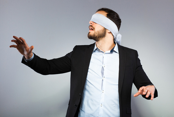 Blindfolded elegant man - Фото, зображення