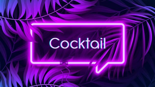 Neon light banner in fluorescent color, tropical background concept. - Wektor, obraz