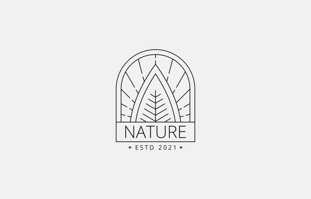 Design de vetor de folha Vintage emblema embblema logotipo modelo para orgânico, natureza, meio ambiente marca de produto de negócios - Vetor, Imagem