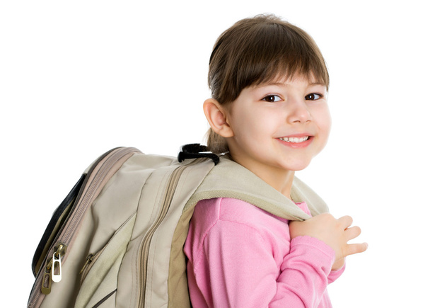 Schoolgirl with backpack - Φωτογραφία, εικόνα