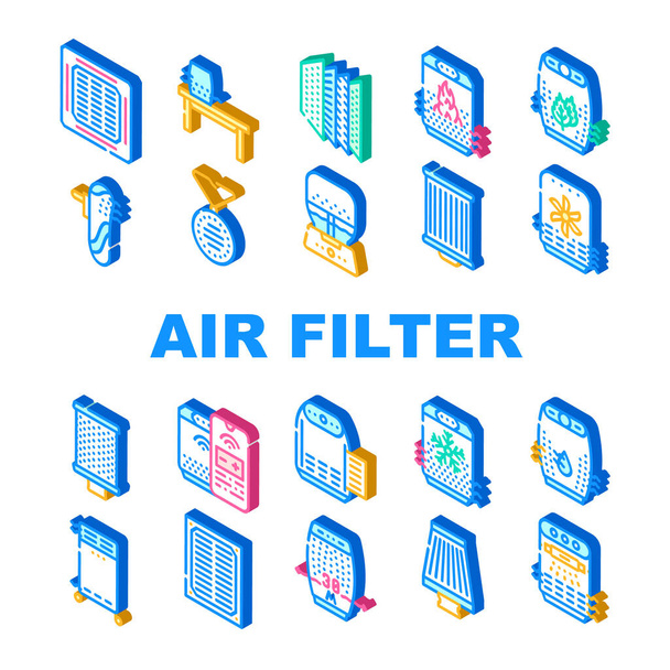 Air Filter Accessory Collection Icons Set Vector - Vector, Image