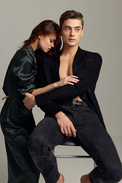 Portrait of a young couple relationship sensuality together luxury - Photo, Image