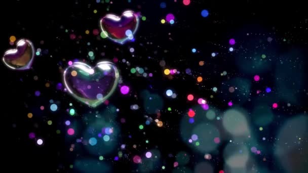 San Valentín Saludo 4K Animación. Hermoso corazón y amor fondo 3d Seamless footage.Romantic colorido Glitter corazones voladores. Fondo animado para Romance, amor, matrimonio, día de San Valentín. - Imágenes, Vídeo