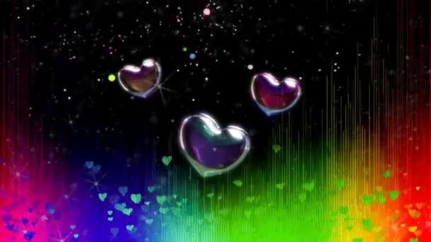 San Valentín Saludo 4K Animación. Hermoso corazón y amor fondo 3d Seamless footage.Romantic colorido Glitter corazones voladores. Fondo animado para Romance, amor, matrimonio, día de San Valentín. - Metraje, vídeo