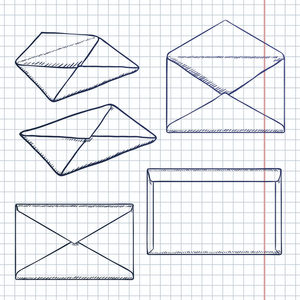 Векторний набір чорнильних ескізів поштових конвертів
 - Вектор, зображення