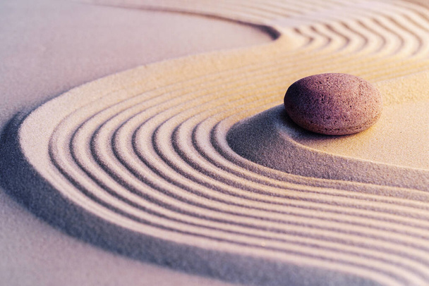 Meditation zen garden with stones on sand - Zdjęcie, obraz