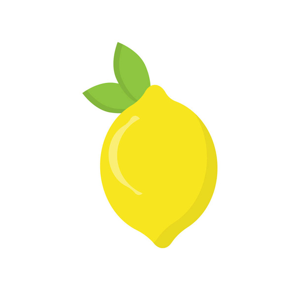 Fresh lemon fruits with leaf. cartoon illustration - Vector, Image