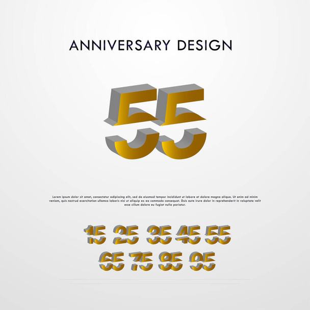 バナープリントとグリーティングの周年記念セットナンバーベクトルデザイン背景 - ベクター画像