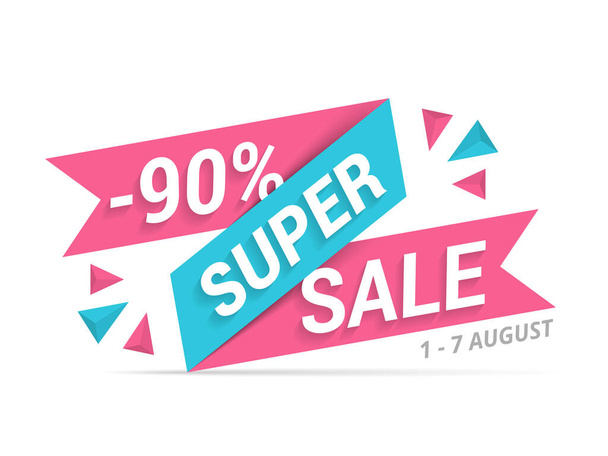 Super sale banner, 90% off, vector eps10 illustration - Vektor, kép