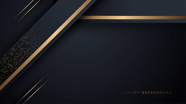 Abstract luxury black and gold lines abstract background. Elegant for wallpaper magazine, brochure, banner, poster, business card template. - Vector, Image