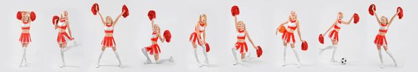 Joukko kauniita cheerleadereita kevyellä taustalla - Valokuva, kuva