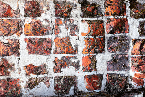 Old red brick wall. Vintage brick wall texture close up. - Fotografie, Obrázek