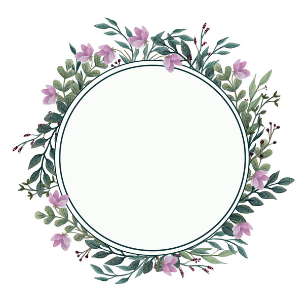 Акварель цветочная иллюстрация - венок с яркими листьями, ветви, для свадебных поздравлений модные фон текстуры - Фото, изображение