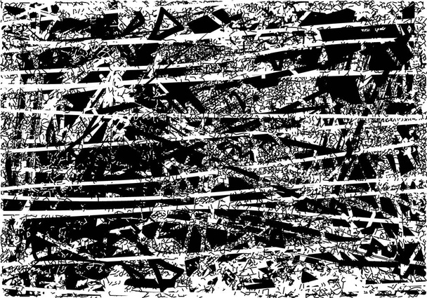 Zaklatott háttér fekete-fehér textúra pontok, foltok, karcolások és vonalak. Absztrakt vektor illusztráció. - Vektor, kép