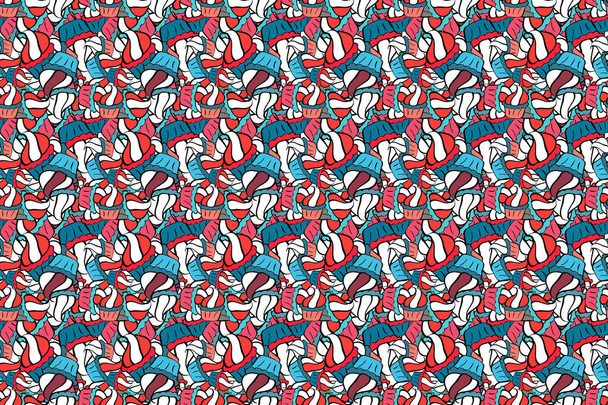 Seamless Sketch nice background. Doodles blue, black and white on colors. Abstract pattern for wrapping paper Raster illustration. - Fotografie, Obrázek