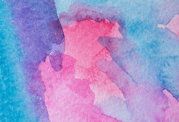 Abstract watercolor background with colorful different layers on paper texture, pink blue art - Fotografie, Obrázek