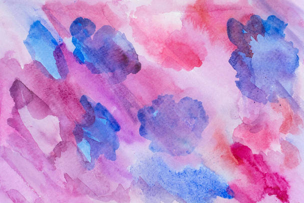 Fondo de acuarela abstracto con diferentes capas de colores en la textura del papel, rosa arte azul - Foto, imagen