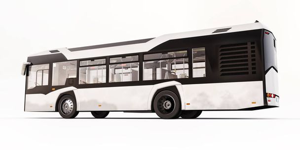 Mediun urban white bus on a white isolated background. 3d rendering - Photo, Image