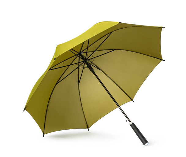 groene paraplu geïsoleerd op witte achtergrond - Foto, afbeelding