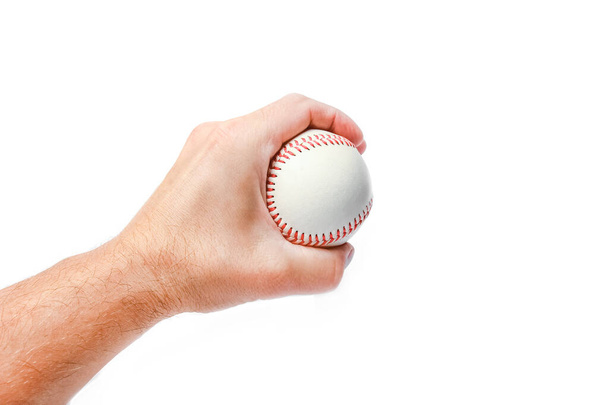 beautiful in the hands of a baseball on a white background myach - Foto, immagini