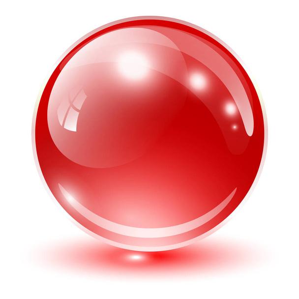 Glass sphere red, vector shiny icon ball - Vector, imagen