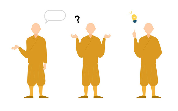 Set di posa monaco buddista, tutto il corpo - Vettoriali, immagini