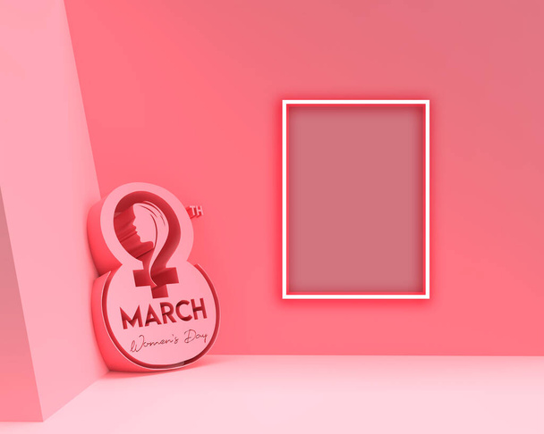 8. März Happy Women 's Day 3D Render Flyer Poster Illustration Design. - Foto, Bild