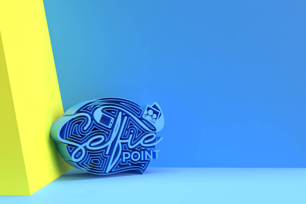 3D Selfie Point Kalligrafinen teksti 3D Render Flyer / Juliste kuvituksen suunnittelu. - Valokuva, kuva