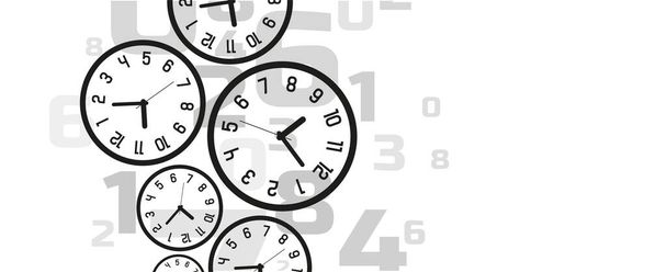 Time background with round wall clocks. - Vector, Image