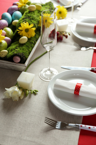 Beautiful holiday Easter table setting  - Zdjęcie, obraz