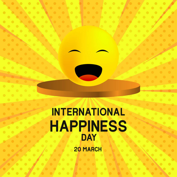 Kansainvälinen onnellisuuden päivä vektori suunnittelu Banner Tulosta ja tervehdys tausta - Vektori, kuva