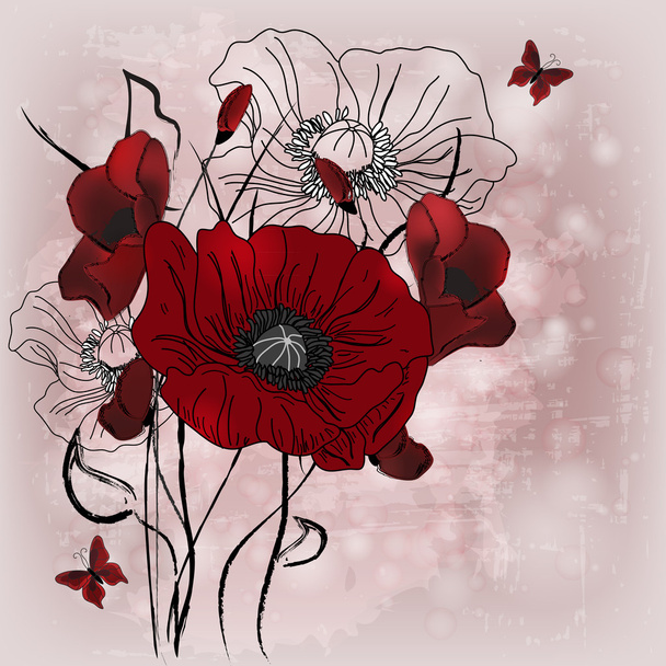 Artistic poppies composition - Vector, Image