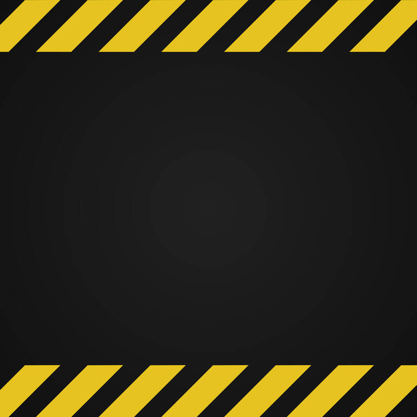 Fekete-sárga figyelmeztető háttér. Az építkezésre vonatkozó figyelmeztető jelzés - Vektor, kép