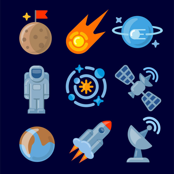 illustration of the space icons - Вектор,изображение