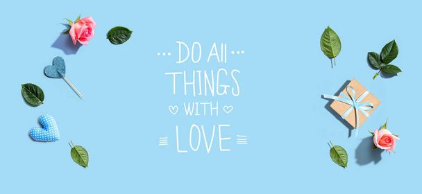 Do all things with love message with a small gift box - Fotó, kép