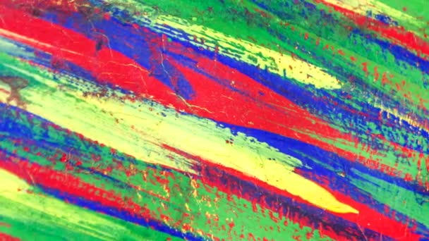 Heldere gevarieerde kunstachtergrond van gekleurde lijnen van penseelstreken - Video