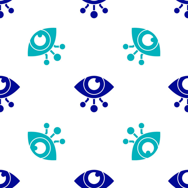 Blue Eye scan ikon izolált zökkenőmentes minta fehér háttér. Szkennelés. Biztonsági ellenőrzés szimbólum. Kiberszem jel. Vektor. - Vektor, kép