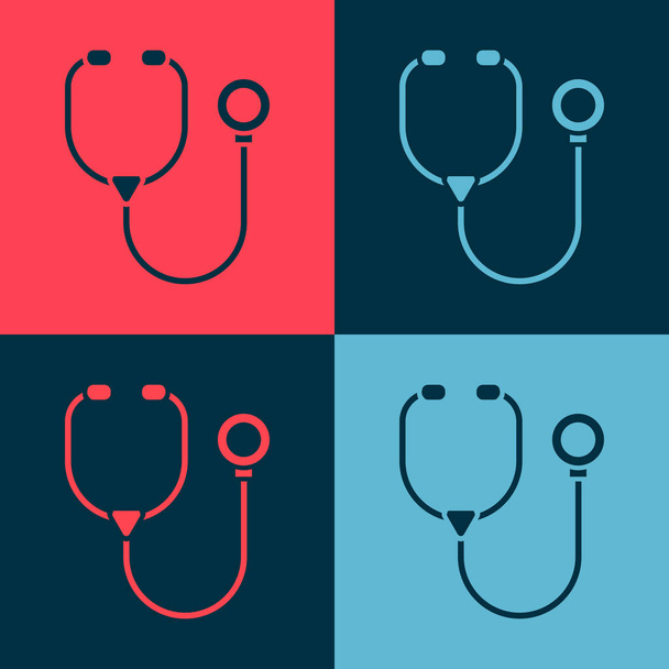 Pop art Stethoscope medical instrument icon isolated on color background.  Vector. - Vector, Image