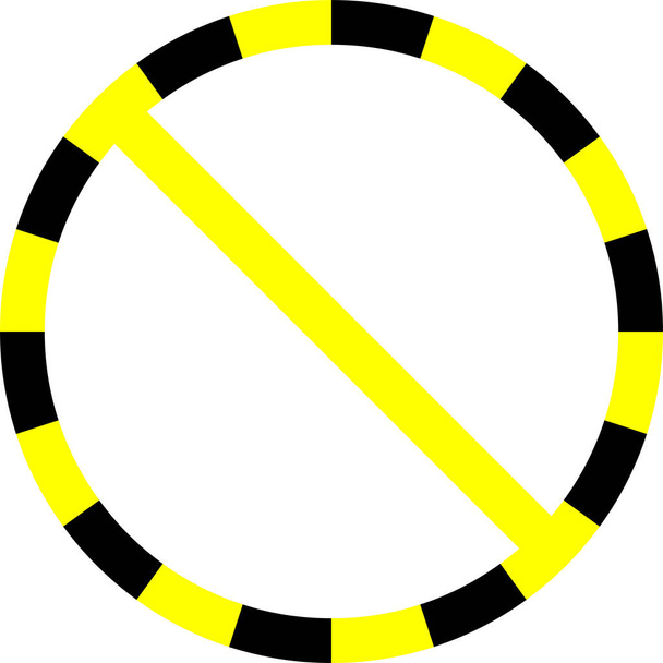 Achtung und Wachsamkeit gelb und schwarz gestreifter Kreis mit diagonalem Schrägstrich Zeichen isoliert auf transparentem Hintergrund. - Vektor, Bild
