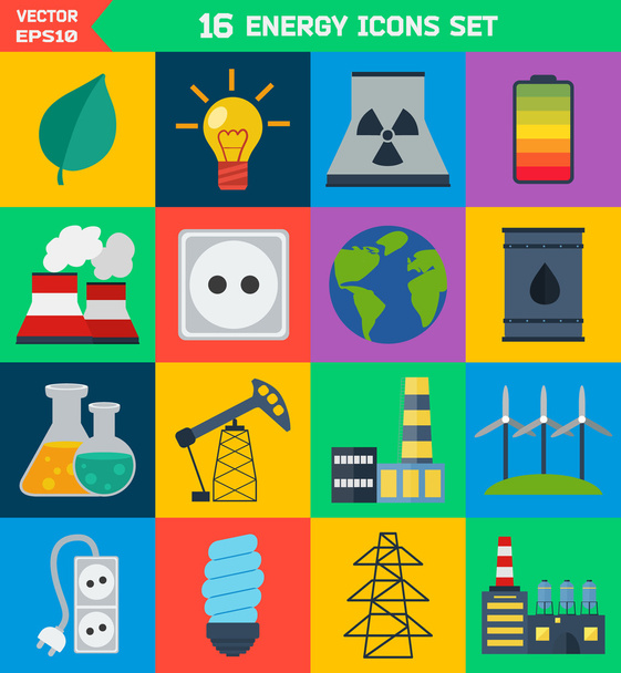 Flat ecology and energy vector icons - Vector, Image