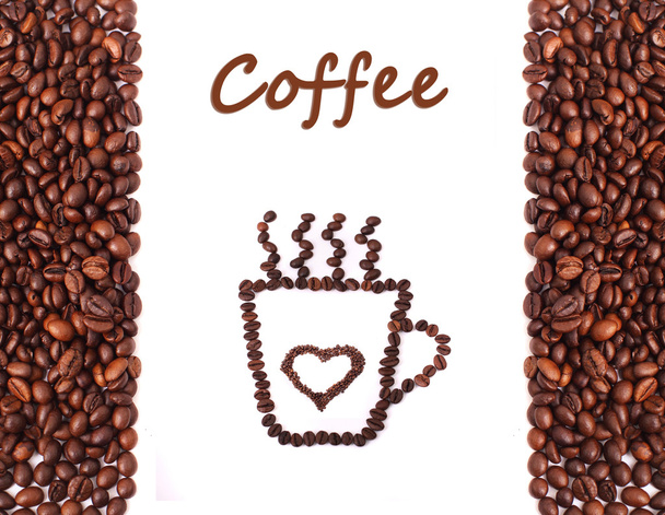 csésze kávé és a bab, készült steam gabona - Fotó, kép