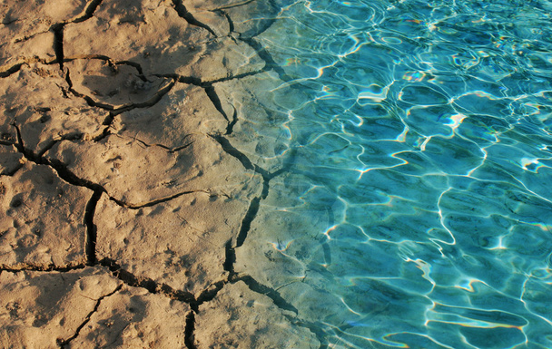 Wasser und trockener Boden - Foto, Bild