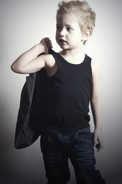 Fashionable little boy.stylish haircut.fashion children.handsome boy - Photo, Image