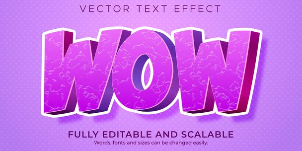 Wow cartoon text effect, editable comic and funny text style - Vector, Image