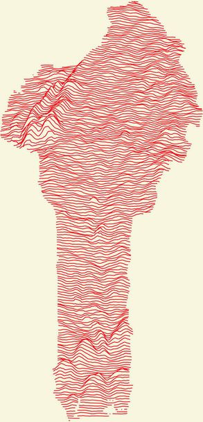 Benin 'in bej arkaplanda kırmızı çizgileri olan topografik haritası - Vektör, Görsel