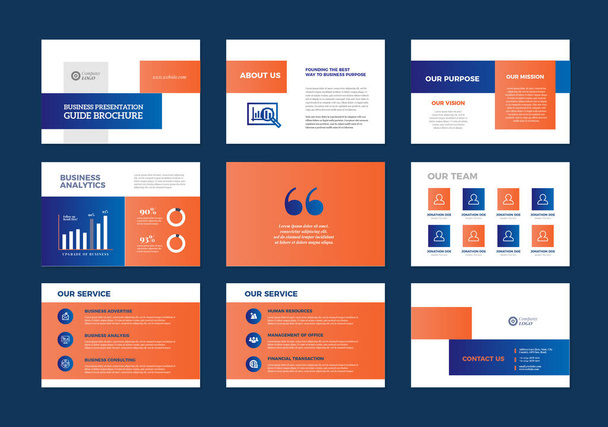 Business Presentation Brochure Guide Design or Powerpoint Slide Template or Sales Guide Slider - Vector, Image