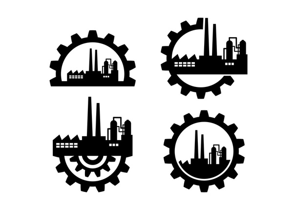 industriële pictogrammen op witte achtergrond - Vector, afbeelding