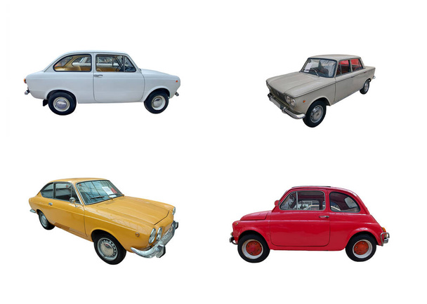 package of old cars isolated on white background - Photo, Image