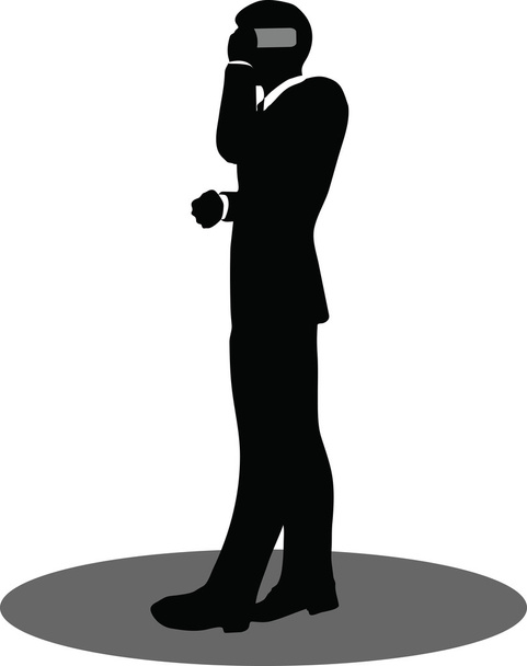 business people on phone standing silhouette - Vector, Image