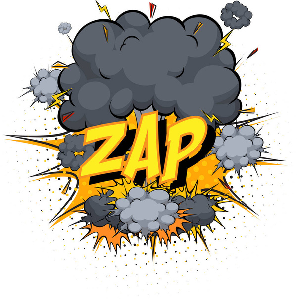 Palavra Zap em quadrinhos nuvem explosão fundo ilustração - Vetor, Imagem